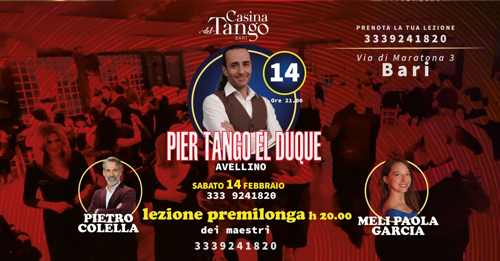 Milonga Stabile Casina del Tango 14 Febbraio - Tdj El Duque - Pier Tango - Lezione pre-milonga
