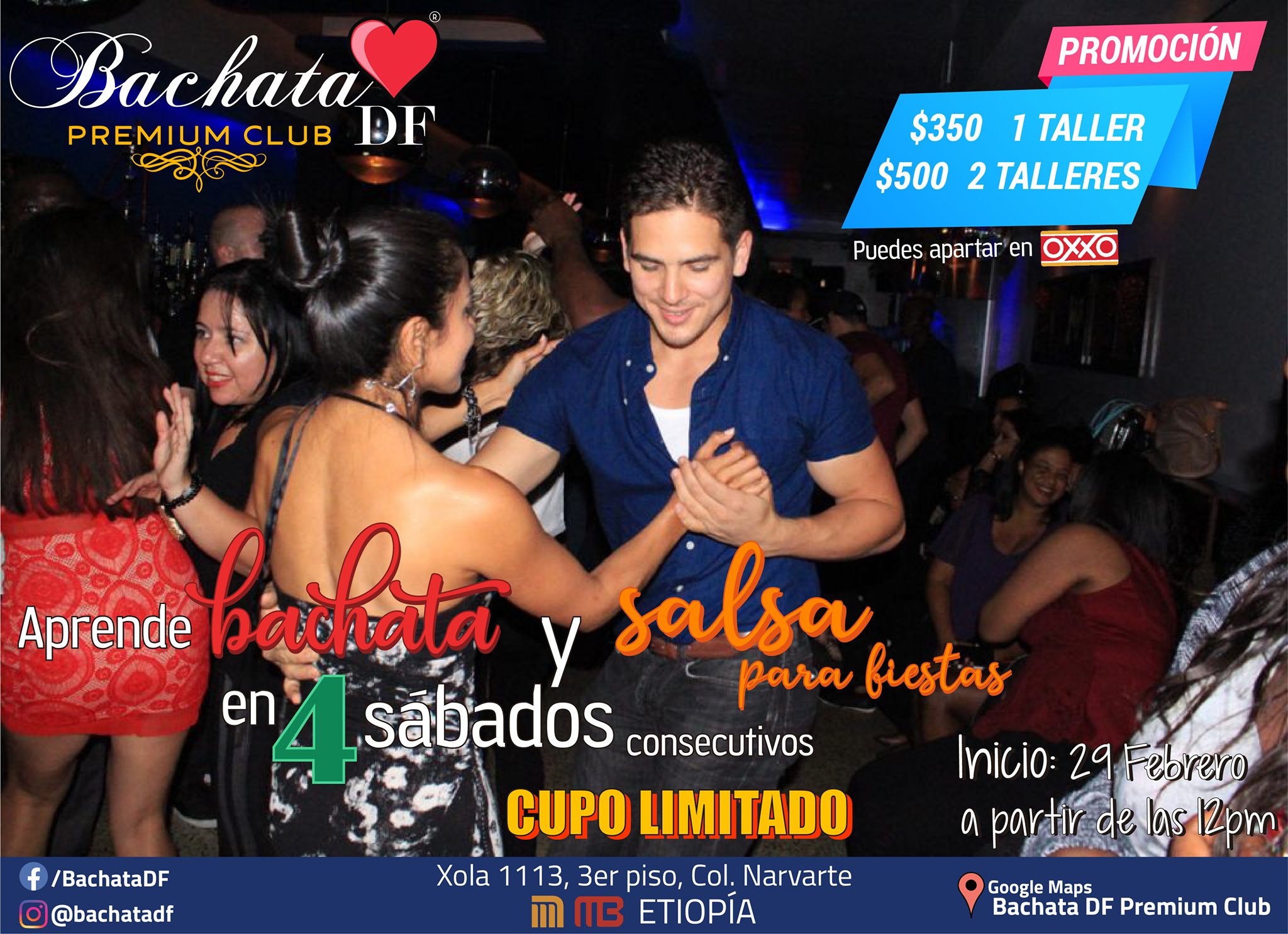 Aprende Salsa y Bachata en 4 sabados "metro etiopia"