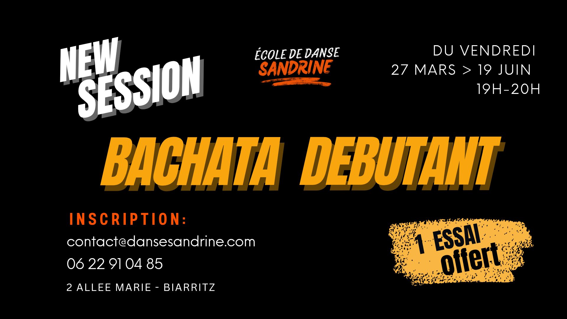Nouveaux COURS de BACHATA DEBUTANT le VENDREDI à 19H - Apprenez rapidement la BACHATA pour l'été