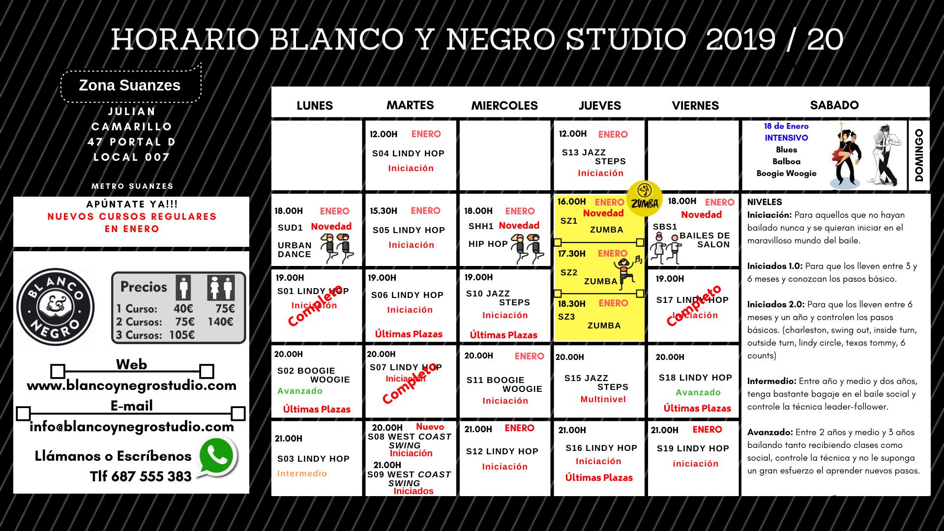 Inscripción Nuevos Cursos Regulares 2020 Blanco y Negro Studio