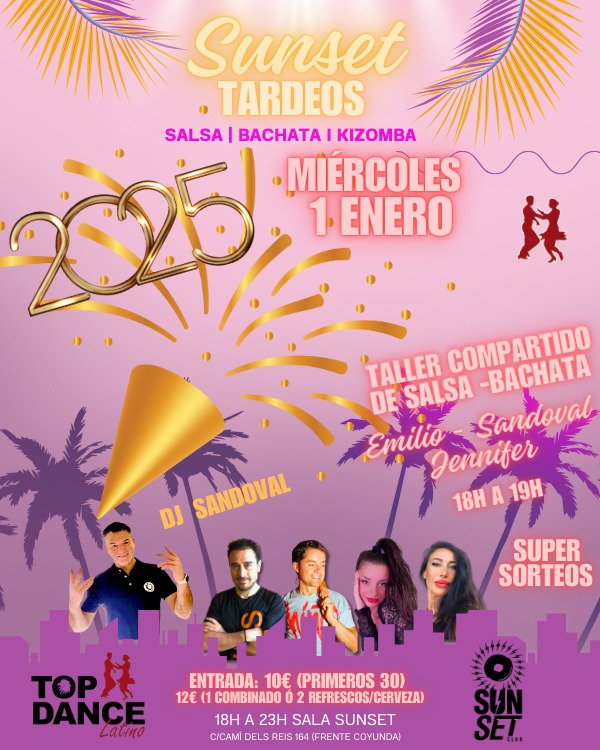 TARDEO 1 ENERO en Sala Sunset