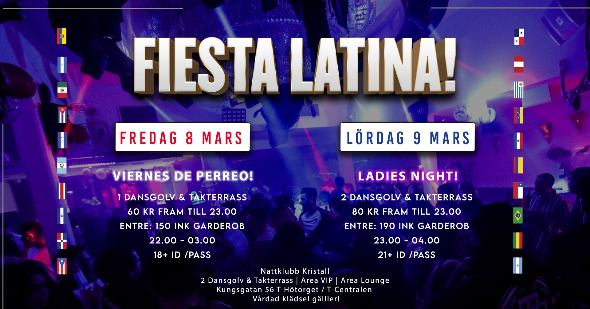 Viernes De Perreo & Saturday Ladies night på Kristall 2 dansgolv Öppet till 04.00