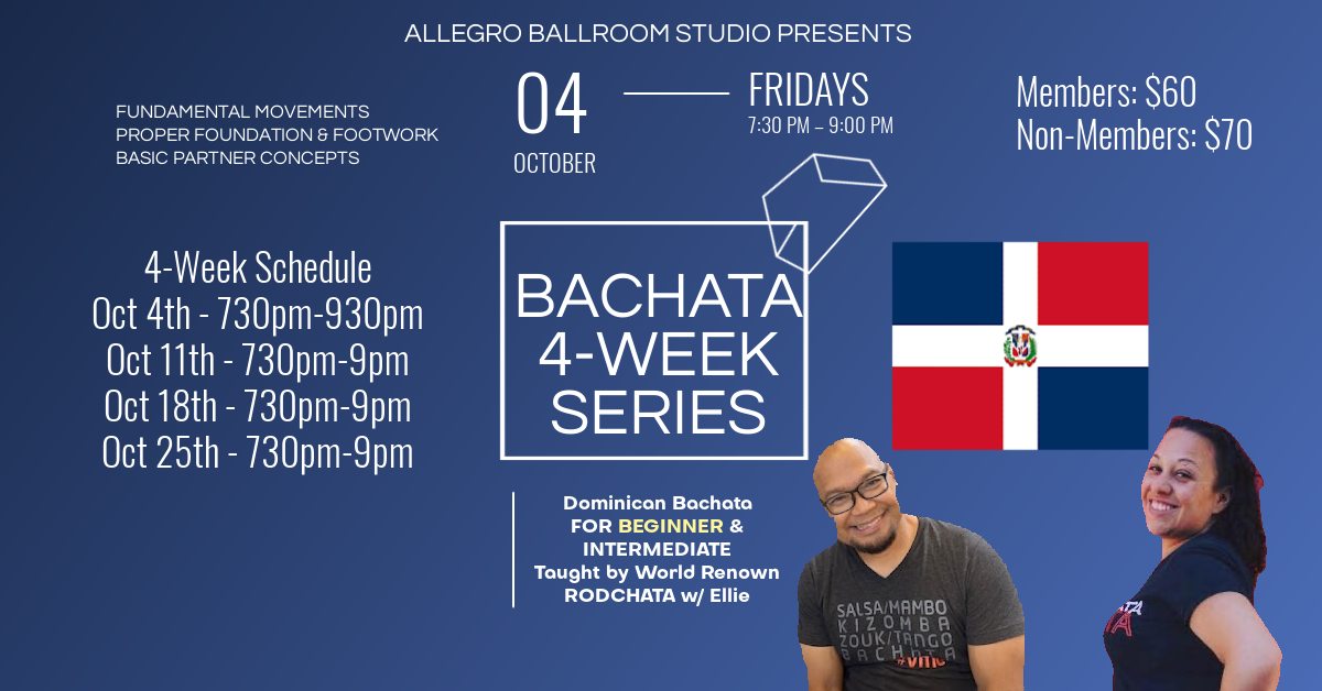 FRIDAYS 4-WEEK BACHATA COURSE AT ALLEGRO BALLROOM