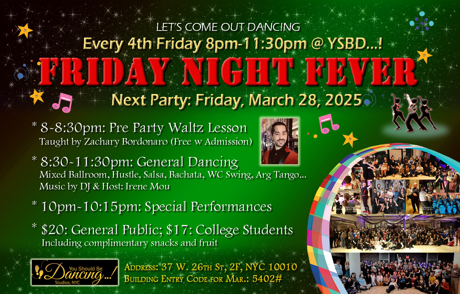 Mar 28 Friday Night Fever Mixed Ballroom Party @ YSBD…!