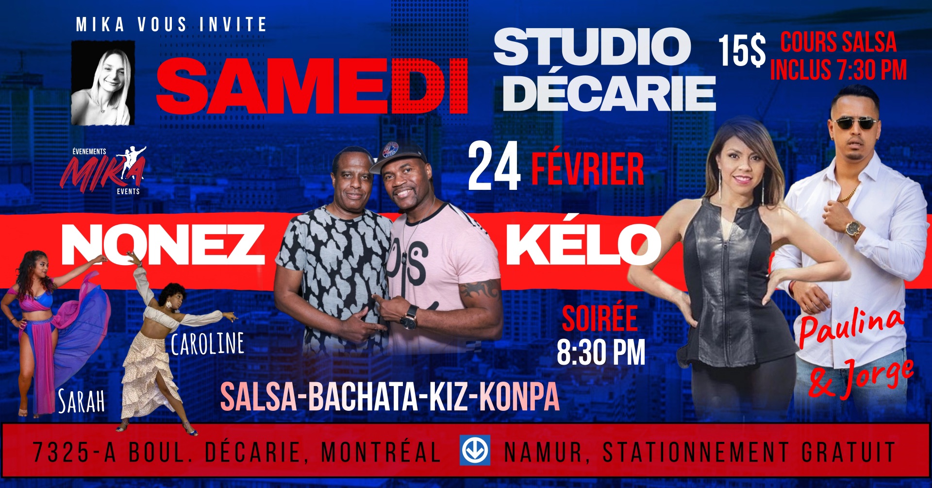 SAMEDI 24 février DJ Kélo & DJ Nonez, Studio Décarie, 7:30pm cours Salsa