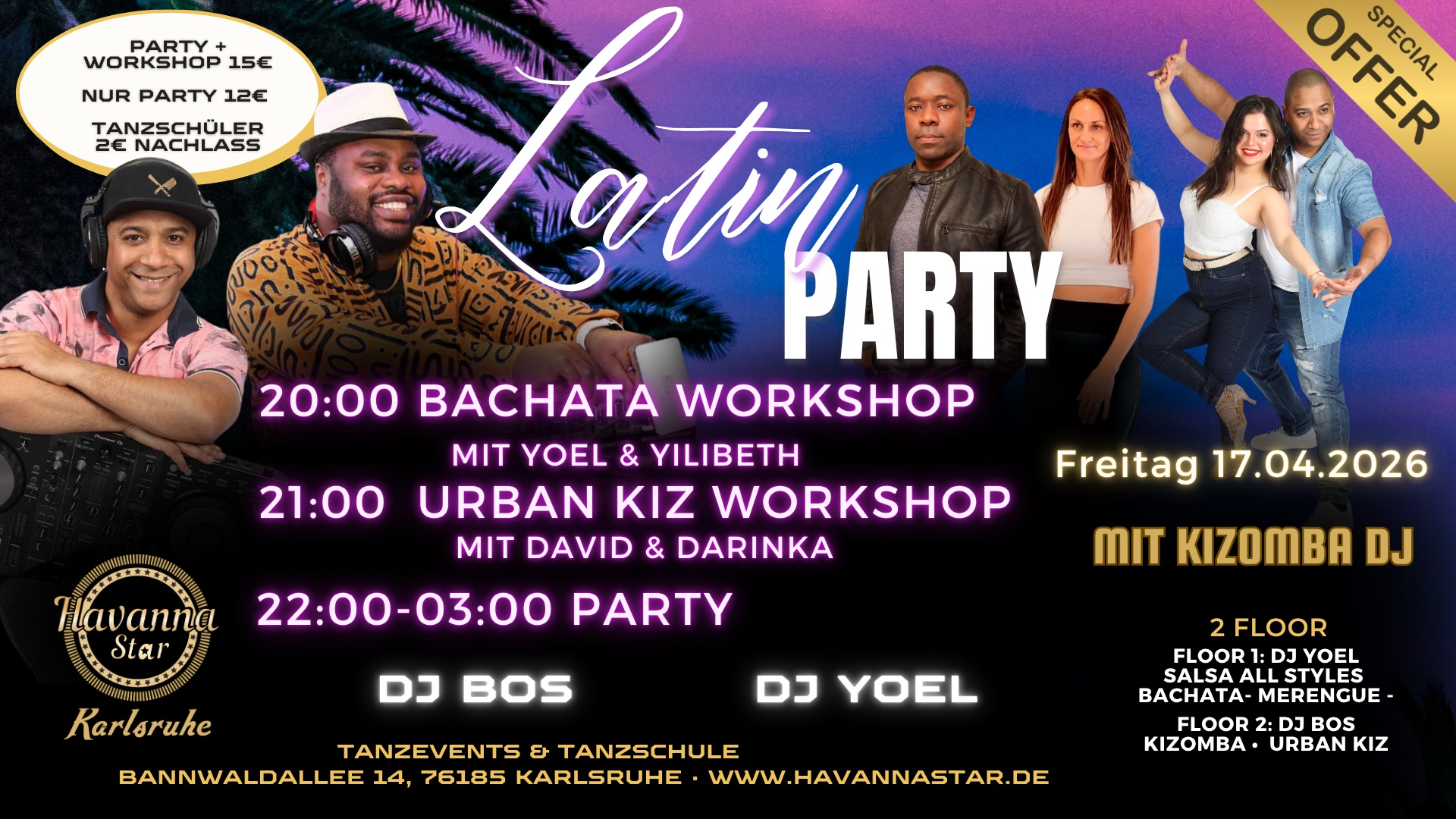 Latinparty mit Salsa Cubana& Urban Kiz Workshops - mit Kizombafloor