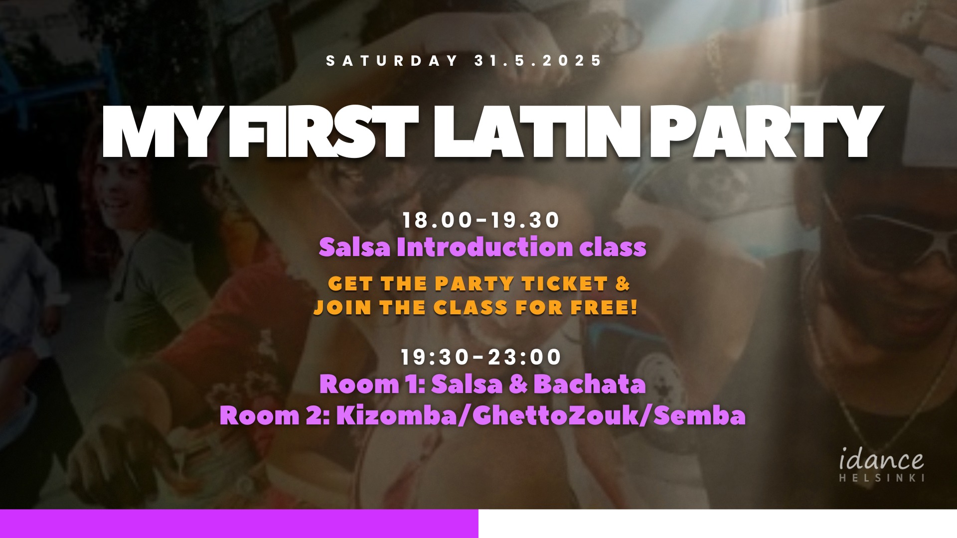 My First Latin Party + Salsa Intro class included!
