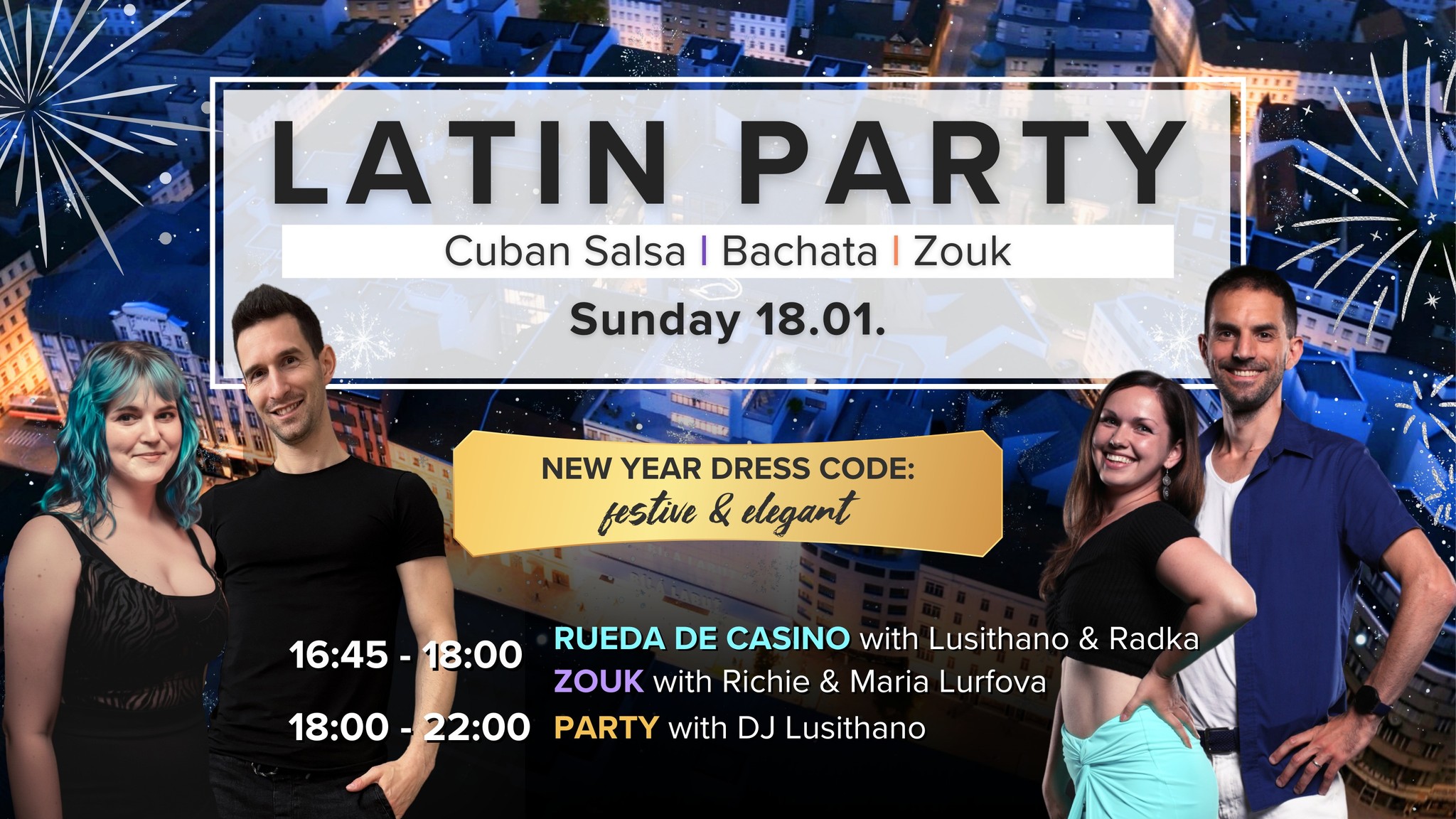 ✨Latin Party in Černá Labuť NEW YEARS EDITION🥂 Cuban Salsa • Bachata • Zouk