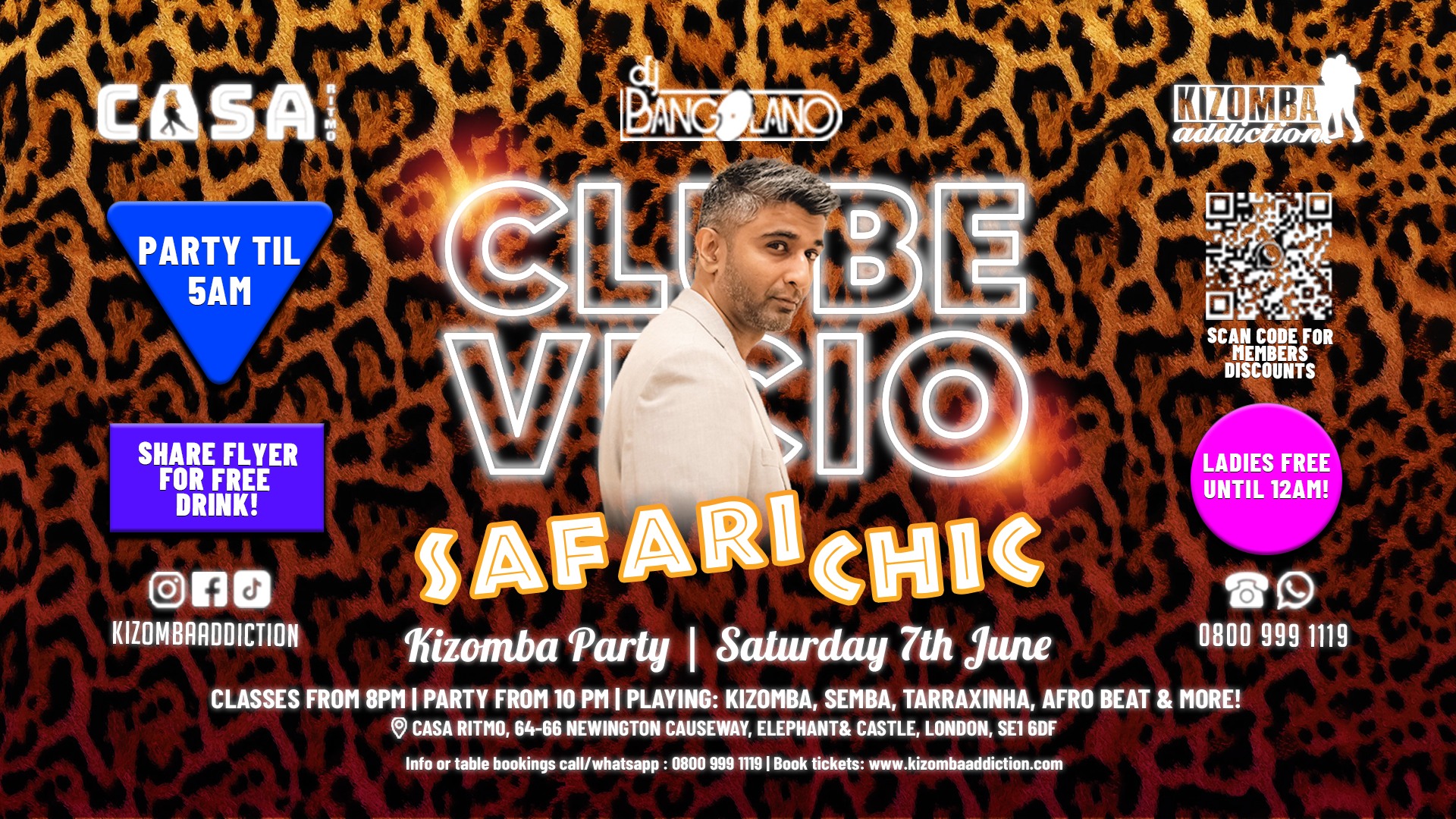πΆ π London's No.1 Clube Vicio - Kizomba Party: The Safari Edition with DJ Bangolano