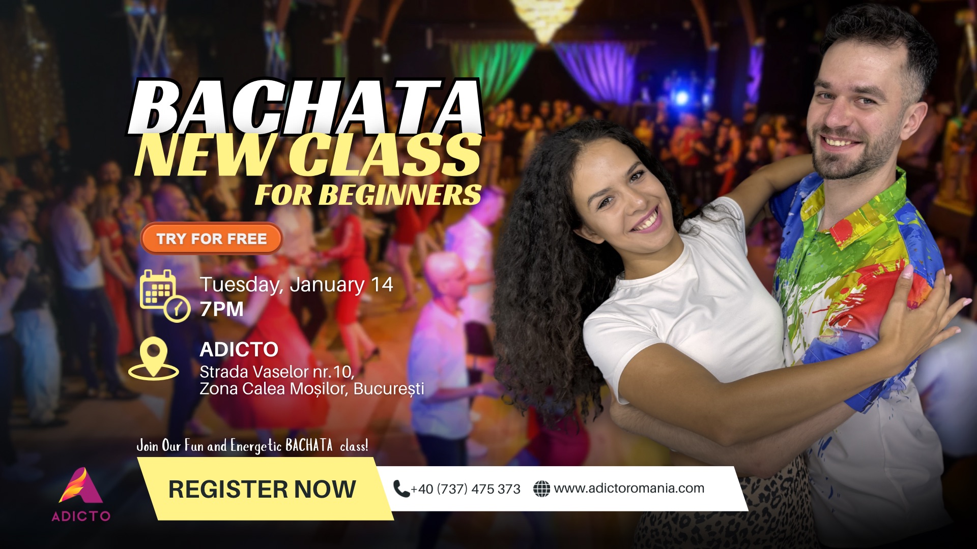 🔔 DESCHIDEM GRUPĂ NOUĂ DE BACHATA ÎNCEPĂTORI!! 🔔