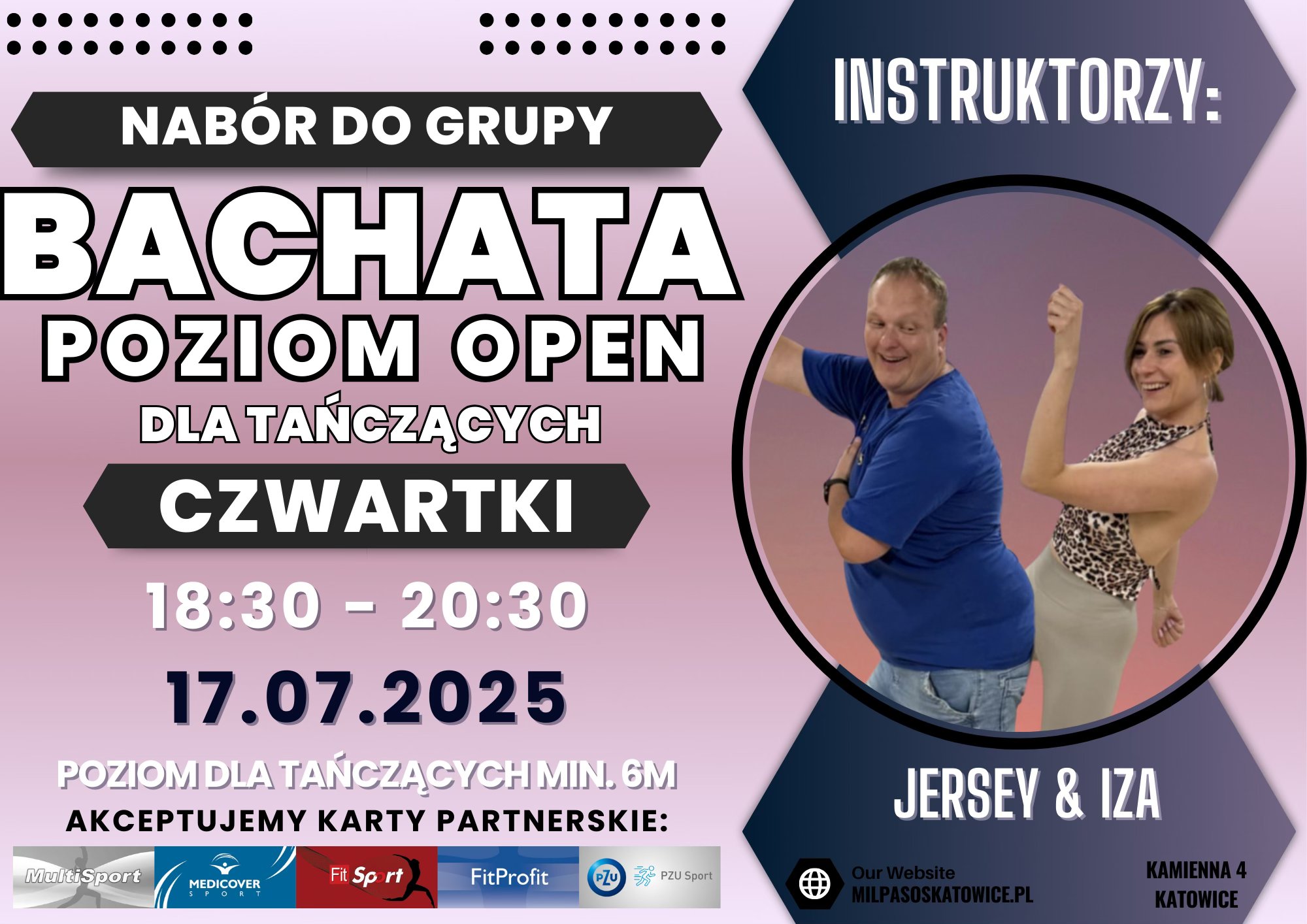 NABÓR DO GRUPY BACHATA OPEN - Z Jerseyem & Izą! CZWARKI 18:30-20:30 od 17.07.25!