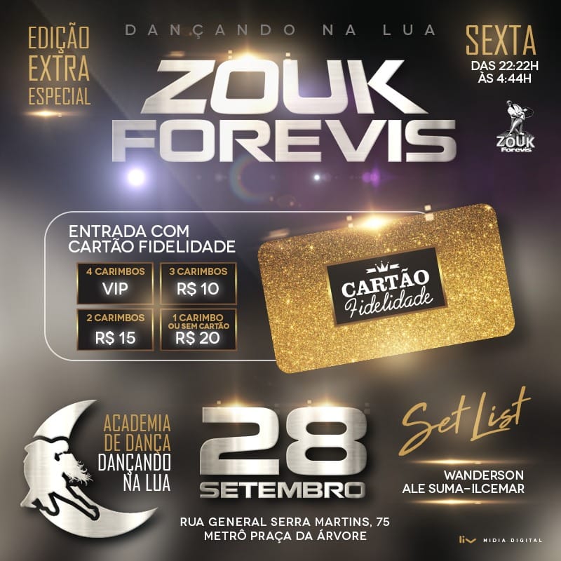 Zouk Forevis promoção Cartão Fidelidade