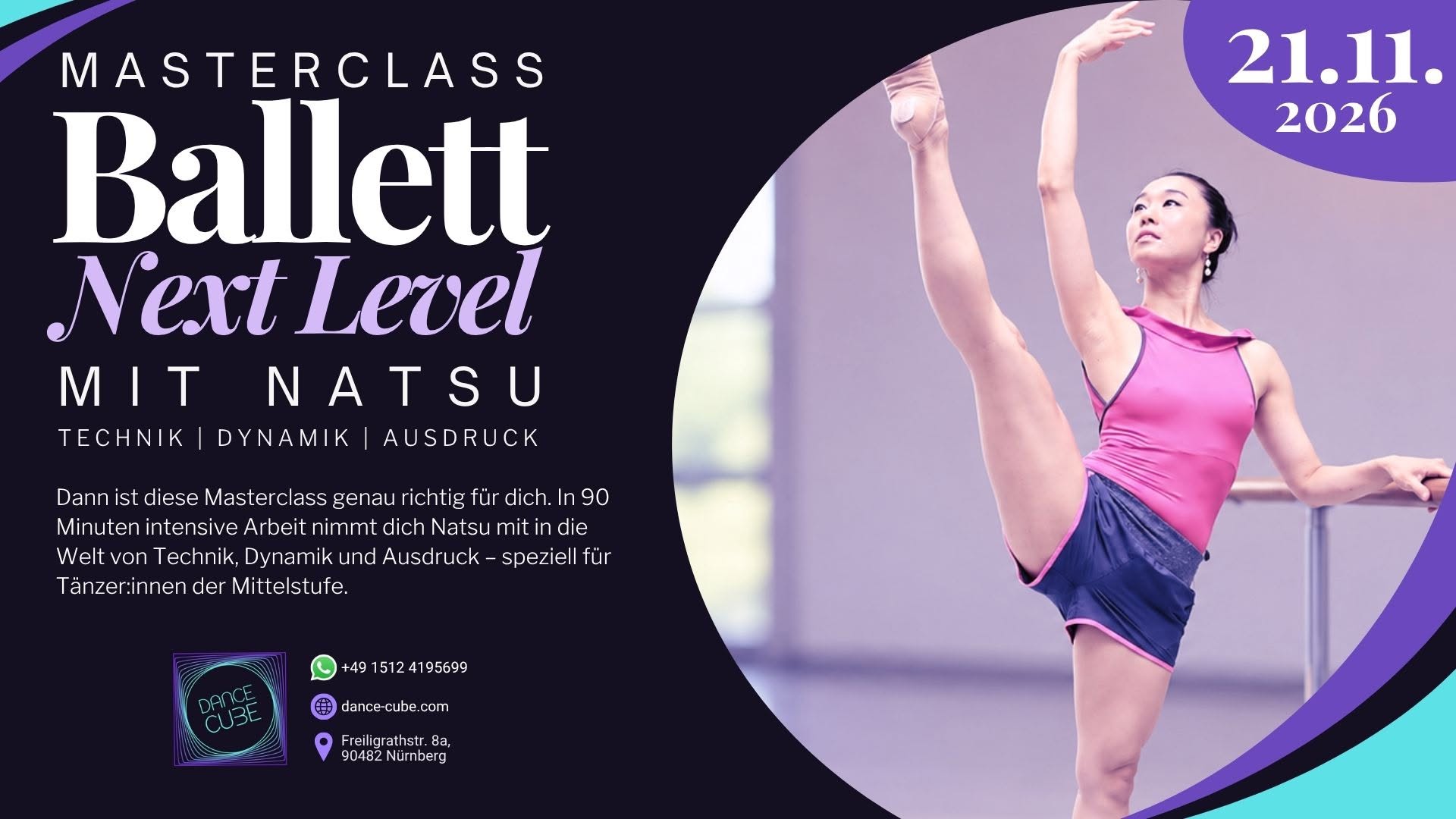 Ballett Next Level Masterclass & Cool-down mit Natsu