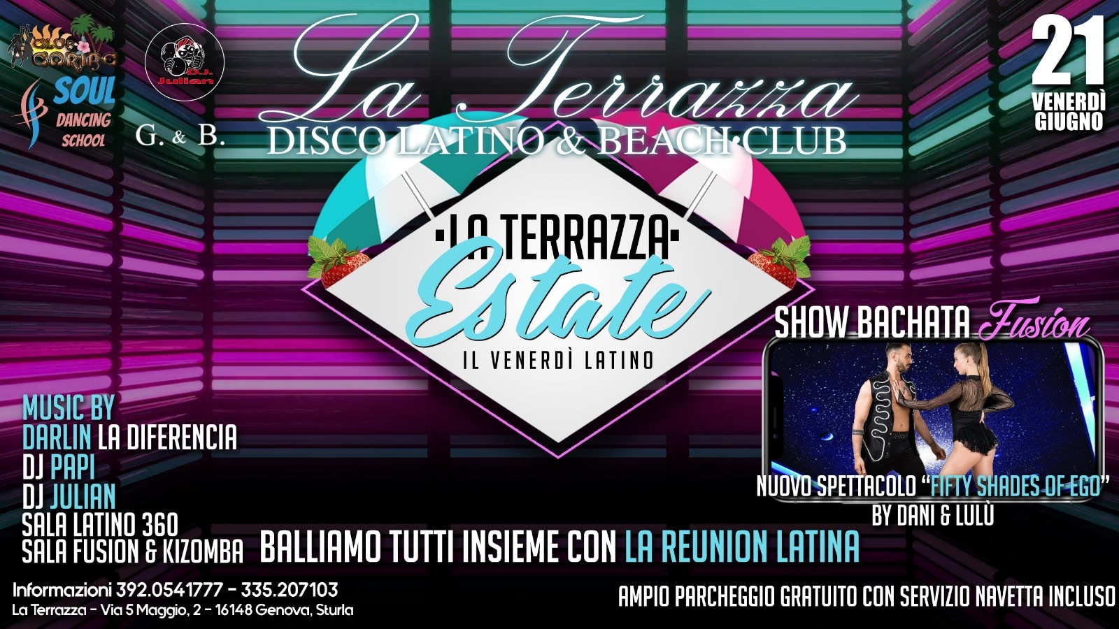 21 Giugno il Venerdi Latino di Genova-Show bachata di Dani&Lulu