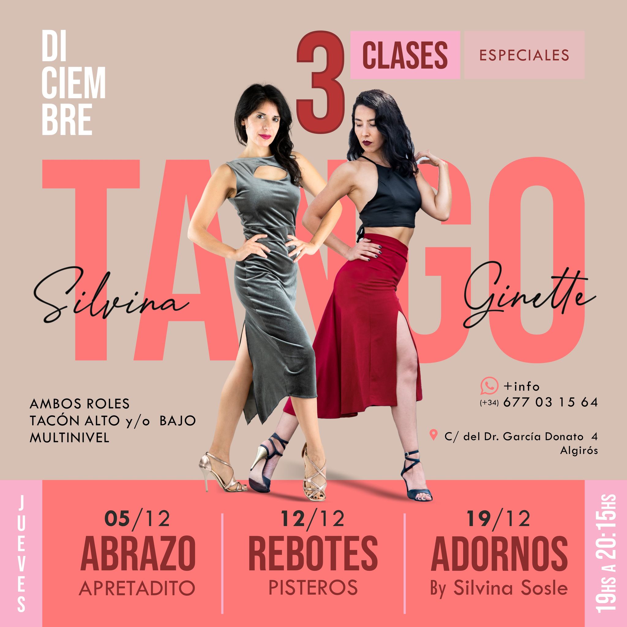 3️⃣ Clases Especiales de TANGO en Diciembre 💃🏻 Silvina & Ginette💃🏻