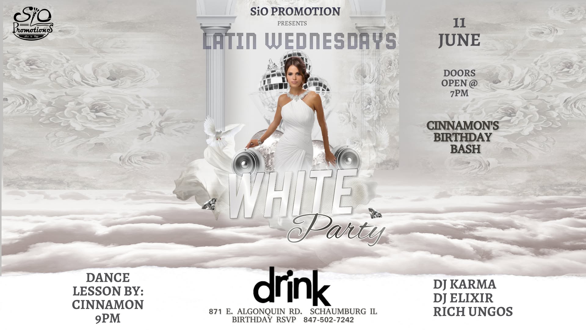 Latin Wednesday All White Party & Cinnamon's Birthday Bash