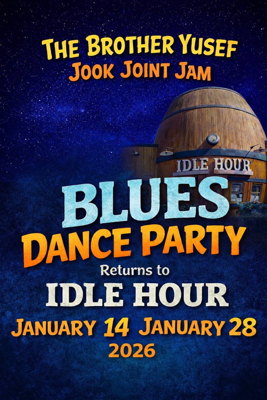 The Brother Yusef JOOK JOINT JAM Blues Dance Party returns in 2026