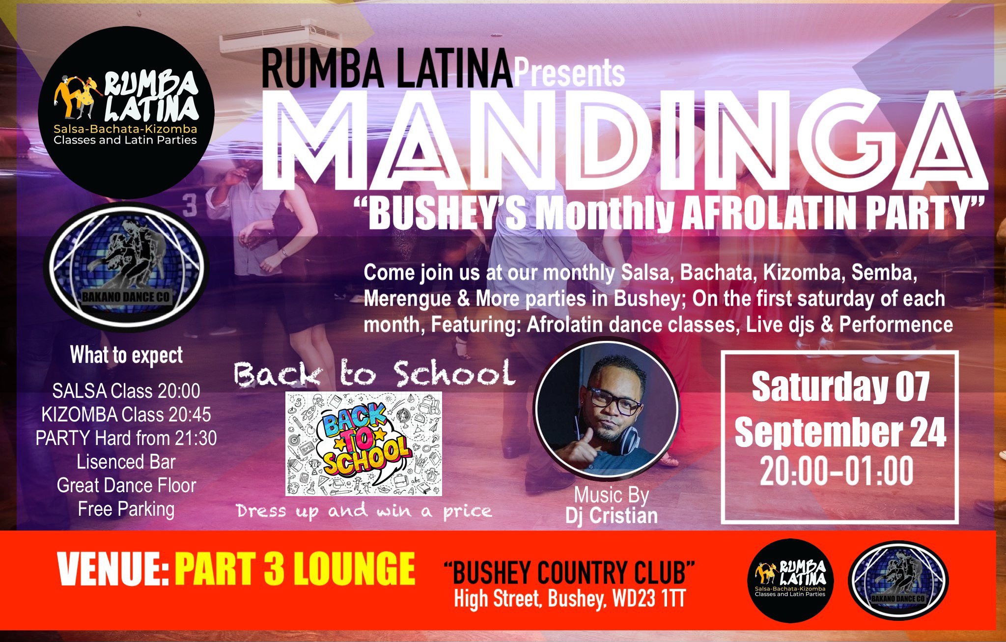 MANDINGA "AfroLatin Back 2 School Party" Ft Cristian & Natalie, Sat 7Th Sept 2024