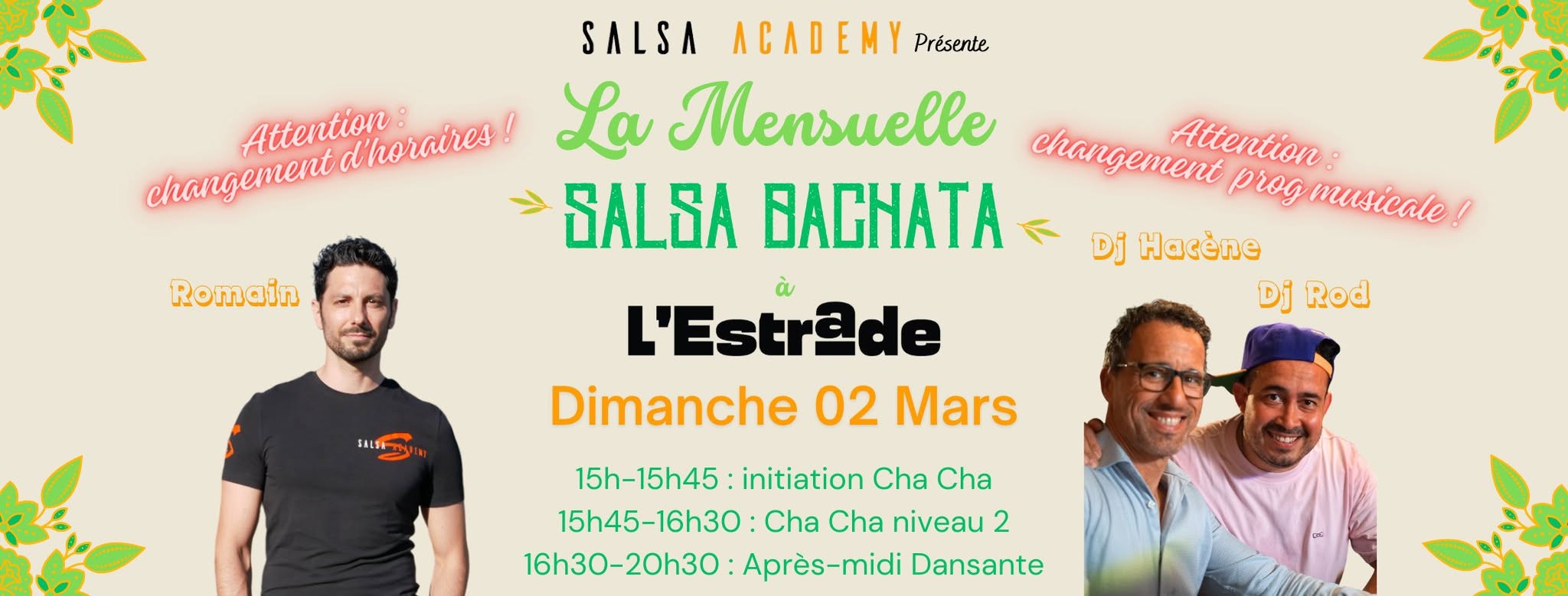 La Mensuelle de Mars à l'Estrade (nouveaux horaires) !