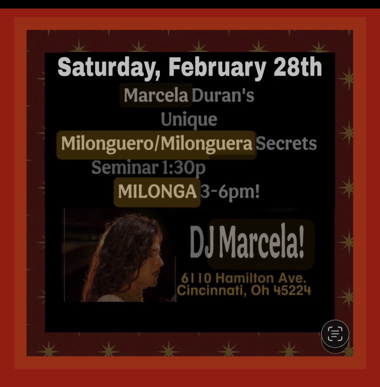Marcela Duran's Milonguero Secrets Seminar + MILONGA‼️