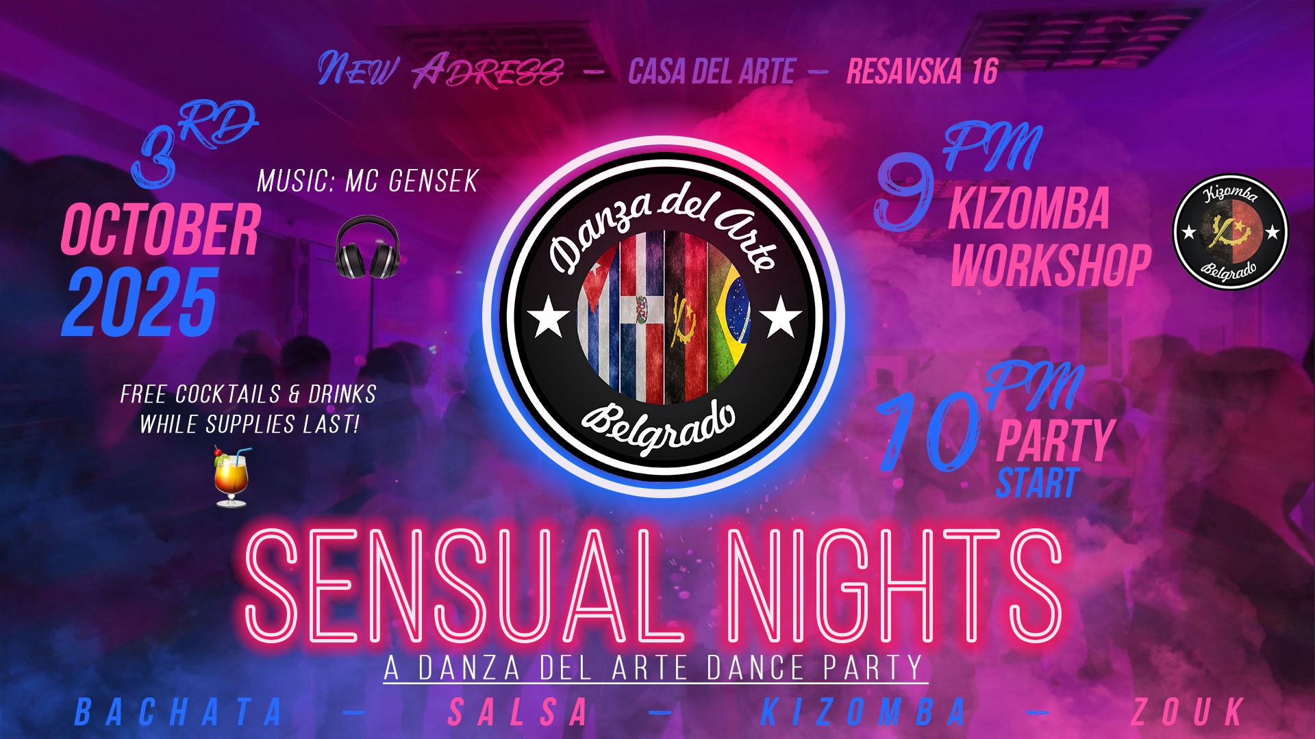 🕺Sensual Nights - A Danza del Arte Dance Party 📌 Resavska 16 📅 Friday, October 24, 2025 🕘 9PM 💃