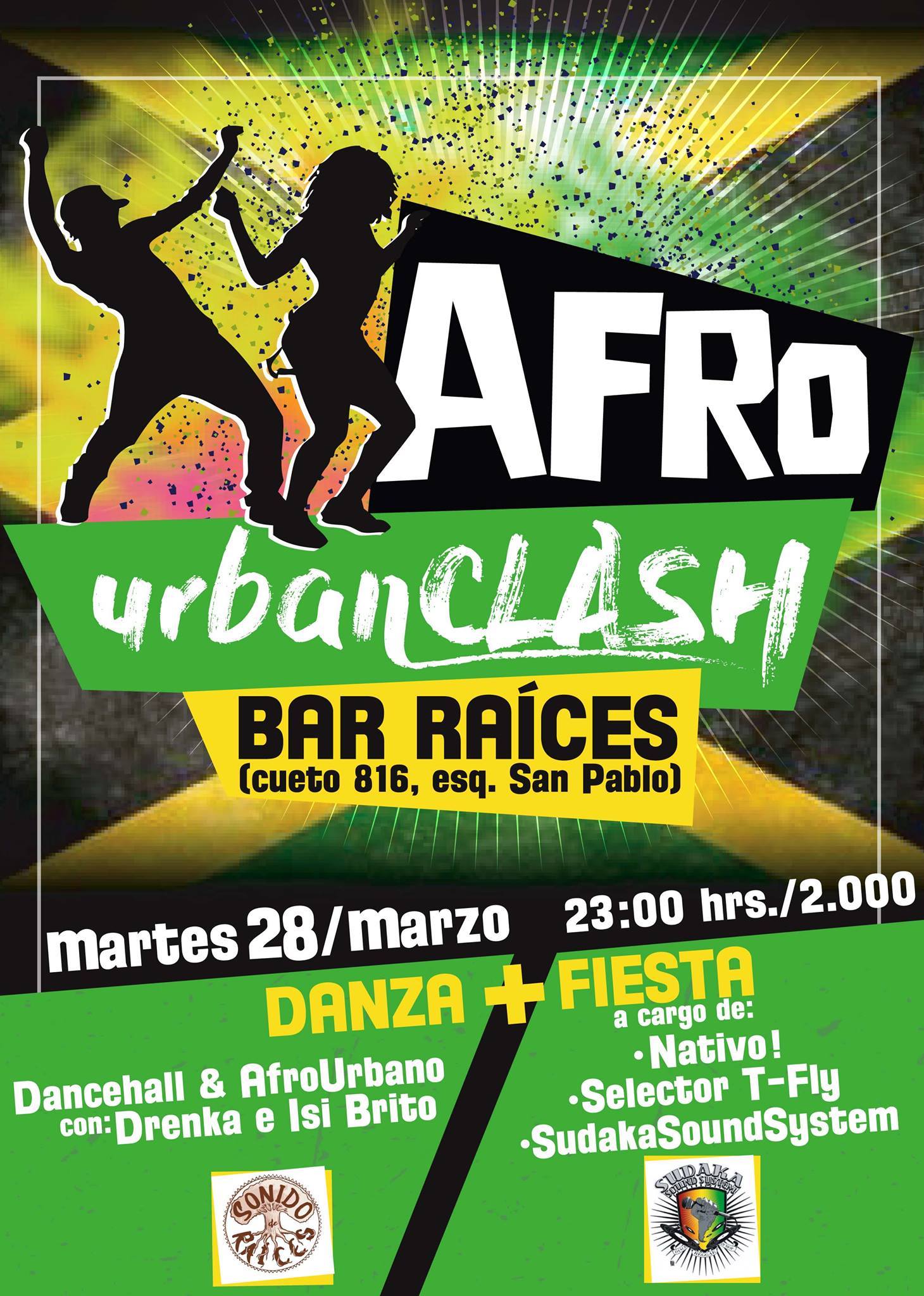Ultimo Afro UrbanCLASH del MES en Bar raíces, Sacude tu Martes!