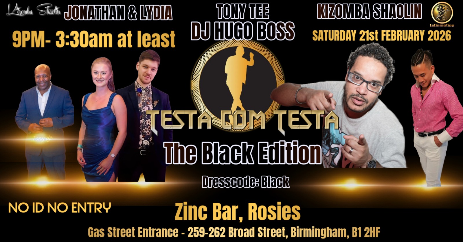 ★TestaComTesta★SAT 21st February 2026★Zinc Bar★Dj Hugo Boss★Jonathan & Lydia★Kizomba Shaolin★TonyTee