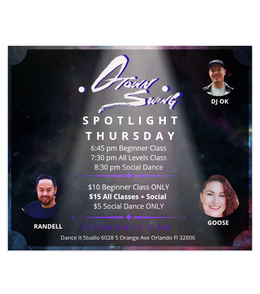 OTown WCS Thursday Night Class & Social Dance with SPOTLIGHT