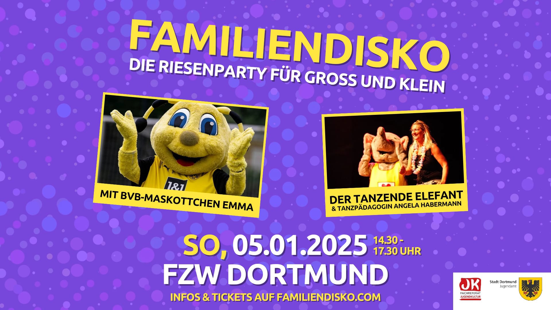 FAMILIENDISKO im FZW! Sonntag, 05. Januar 2025! Die Riesenparty für Gross und Klein!