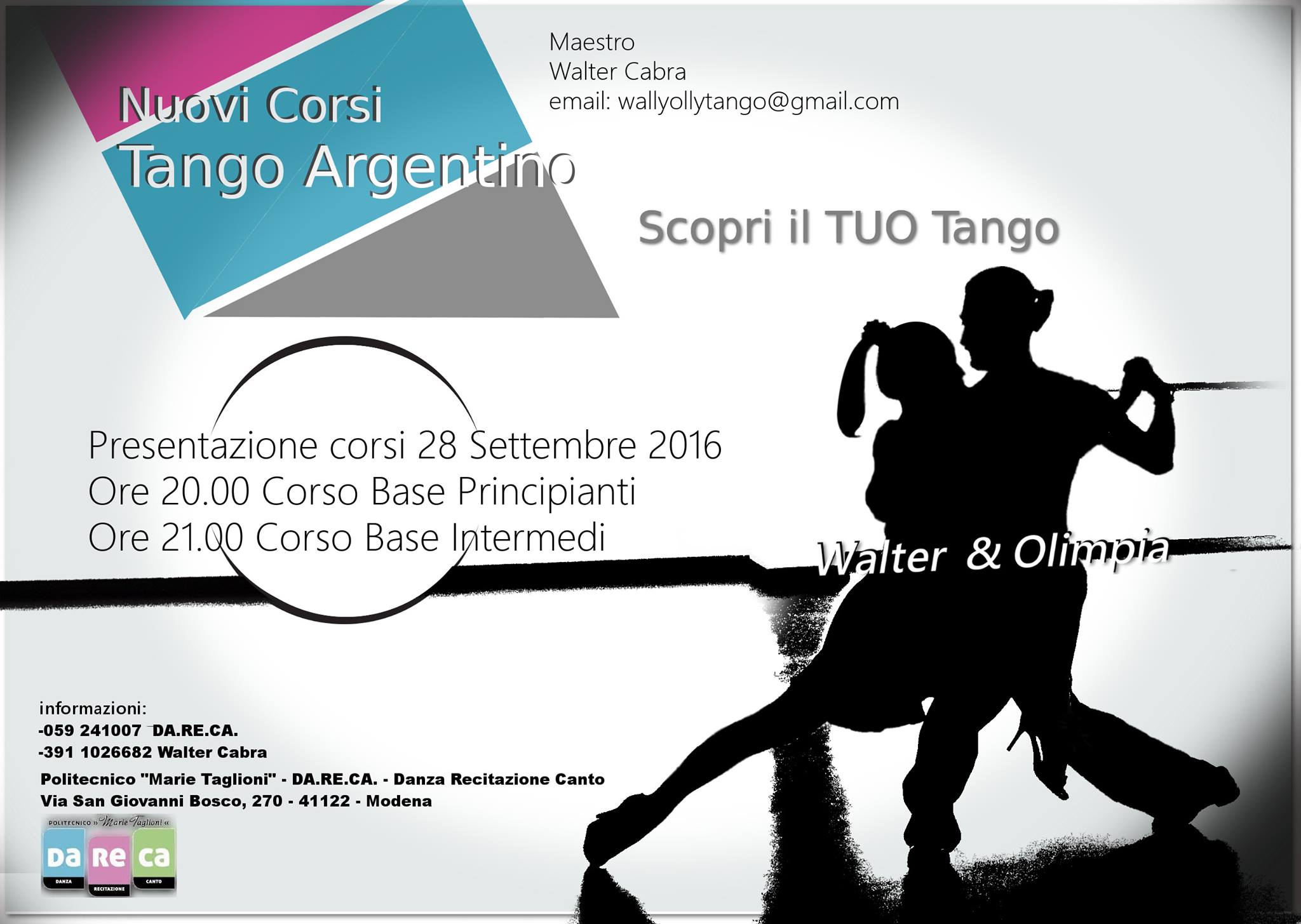 Presentazione Corsi di Tango Argentino DaReCa 2016