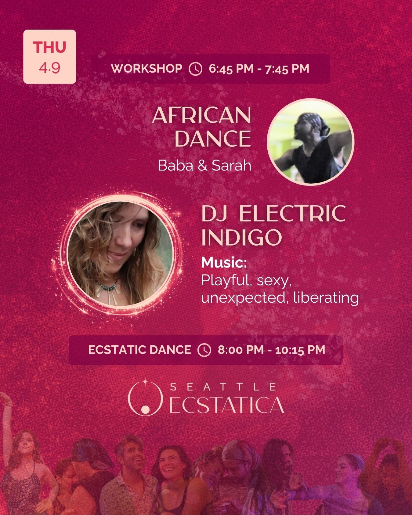 Ecstatic Dance Evening ✦ Electric Indigo ➤ Workshop: African Dance