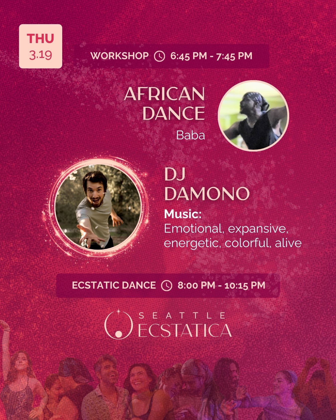 Ecstatic Dance Evening ✦ DJ: DAMONO ➤ Workshop: African Dance