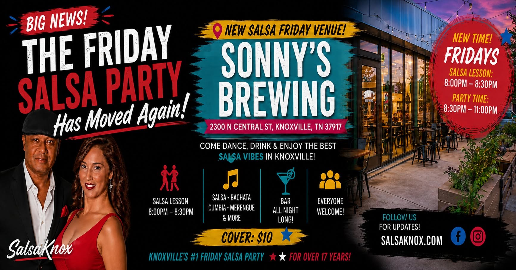 The New Friday Salsa Party at SONNY'S BREWING Knoxville, TN