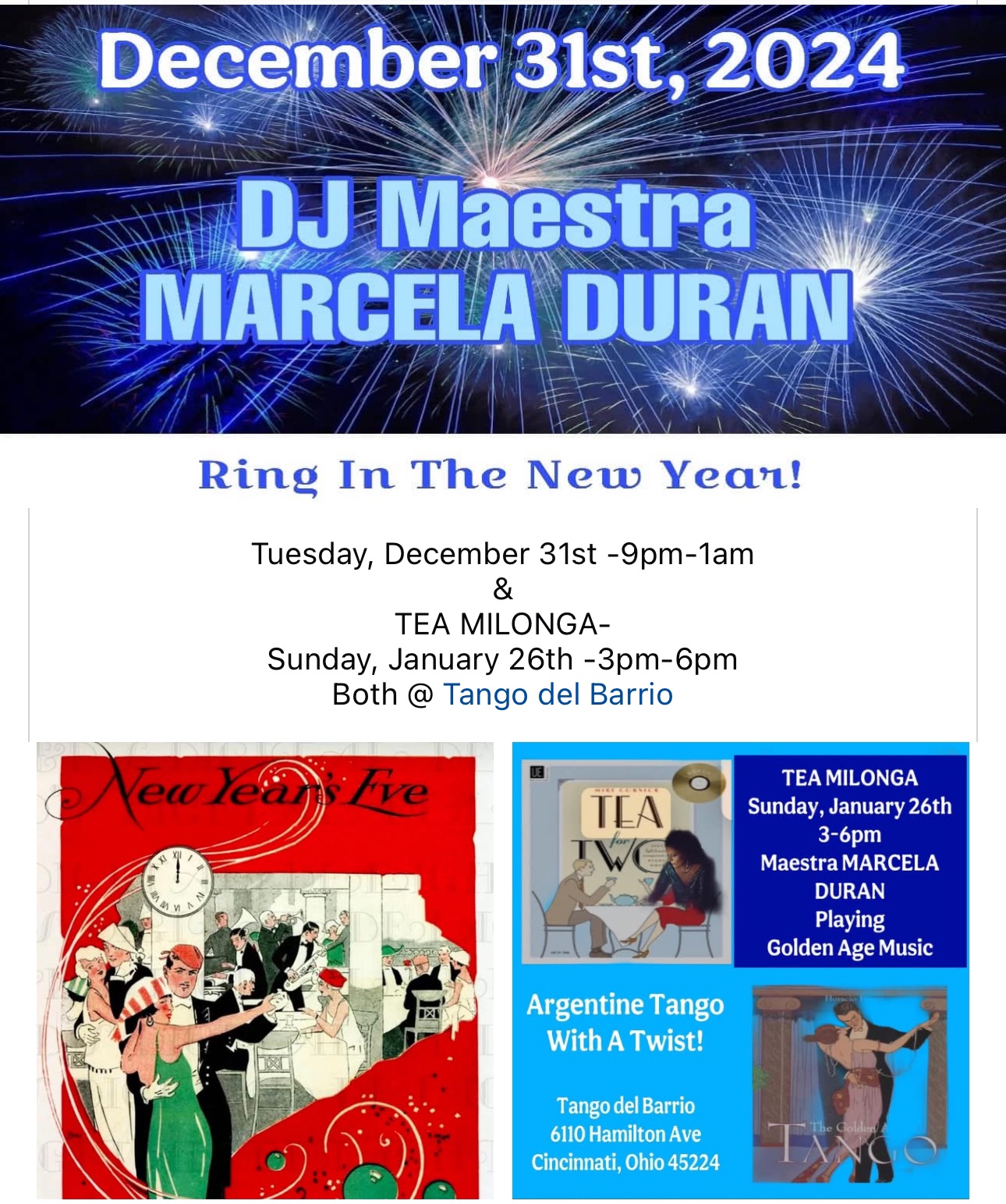🎆New Year's Eve Milonga-DJ Maestra MARCELA DURAN‼️