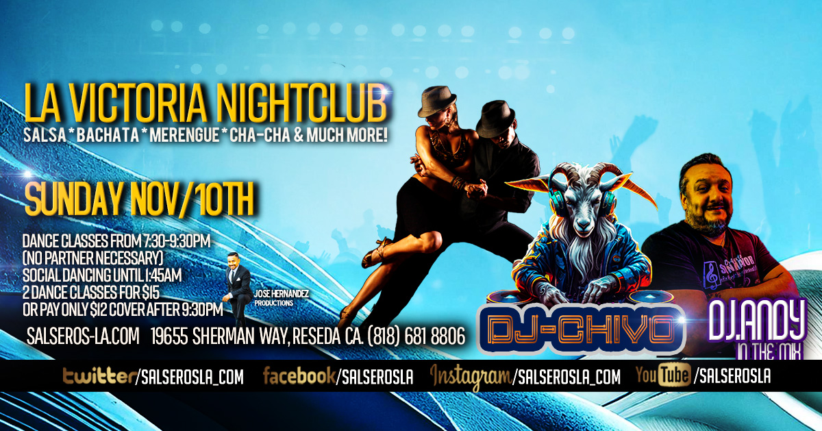 Salsa & Bachata Sunday, dance classes and social dancing at La Victoria