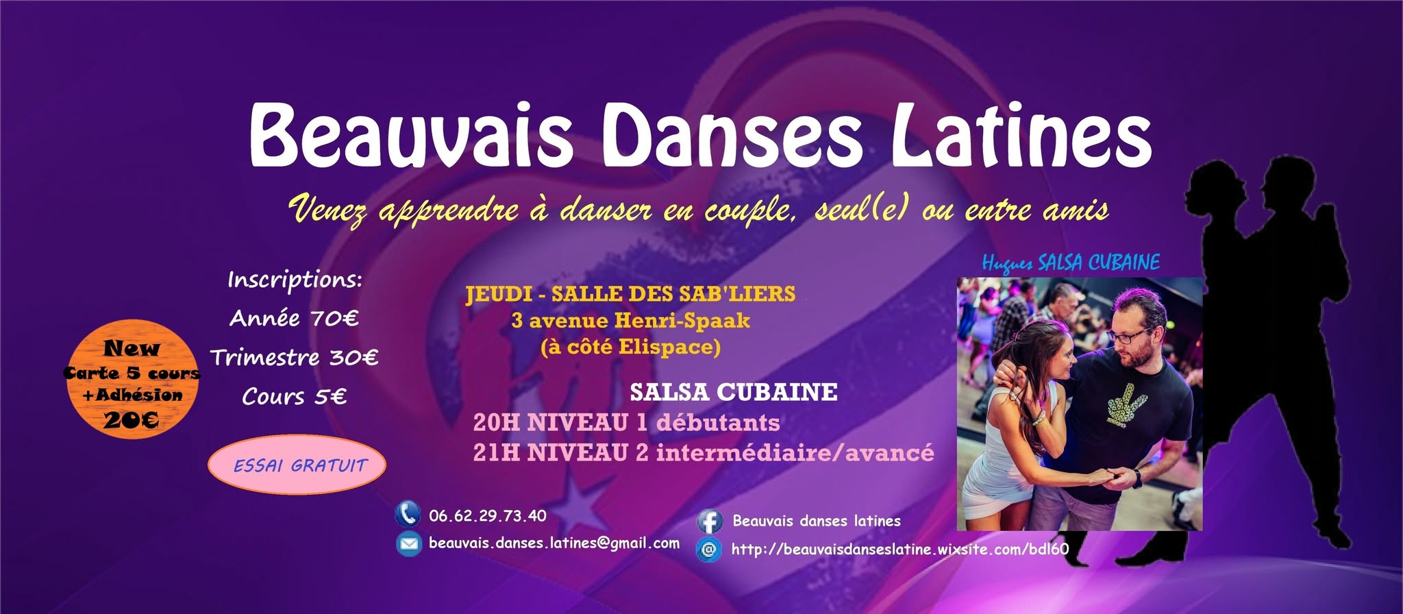 Jeudi COURS SALSA CUBAINE à la salle des SAB'lier avec BDL.