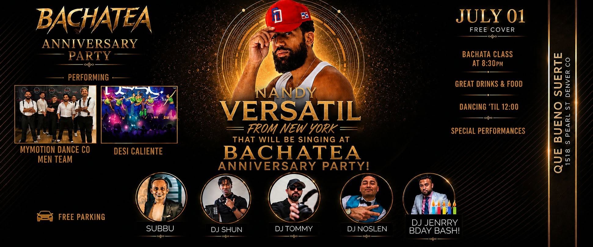 BACHATEA ANNIVERSARY PARTY FREE COVER JULY 1ST