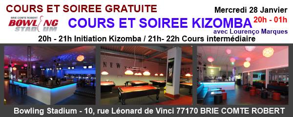 Cours et Soirée Kizomba Gratuite mercredi 28 Janvier au Bowling de Brie Comte Robert