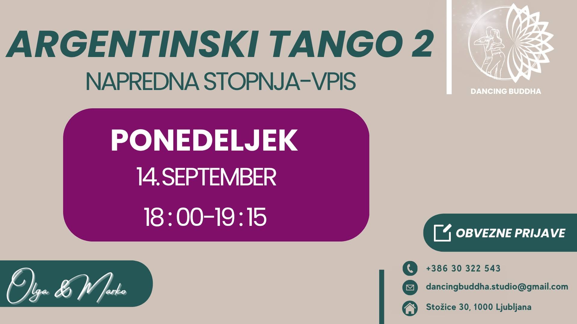 ARGENTINSKI TANGO - NAPREDNA STOPNJA-VPIS