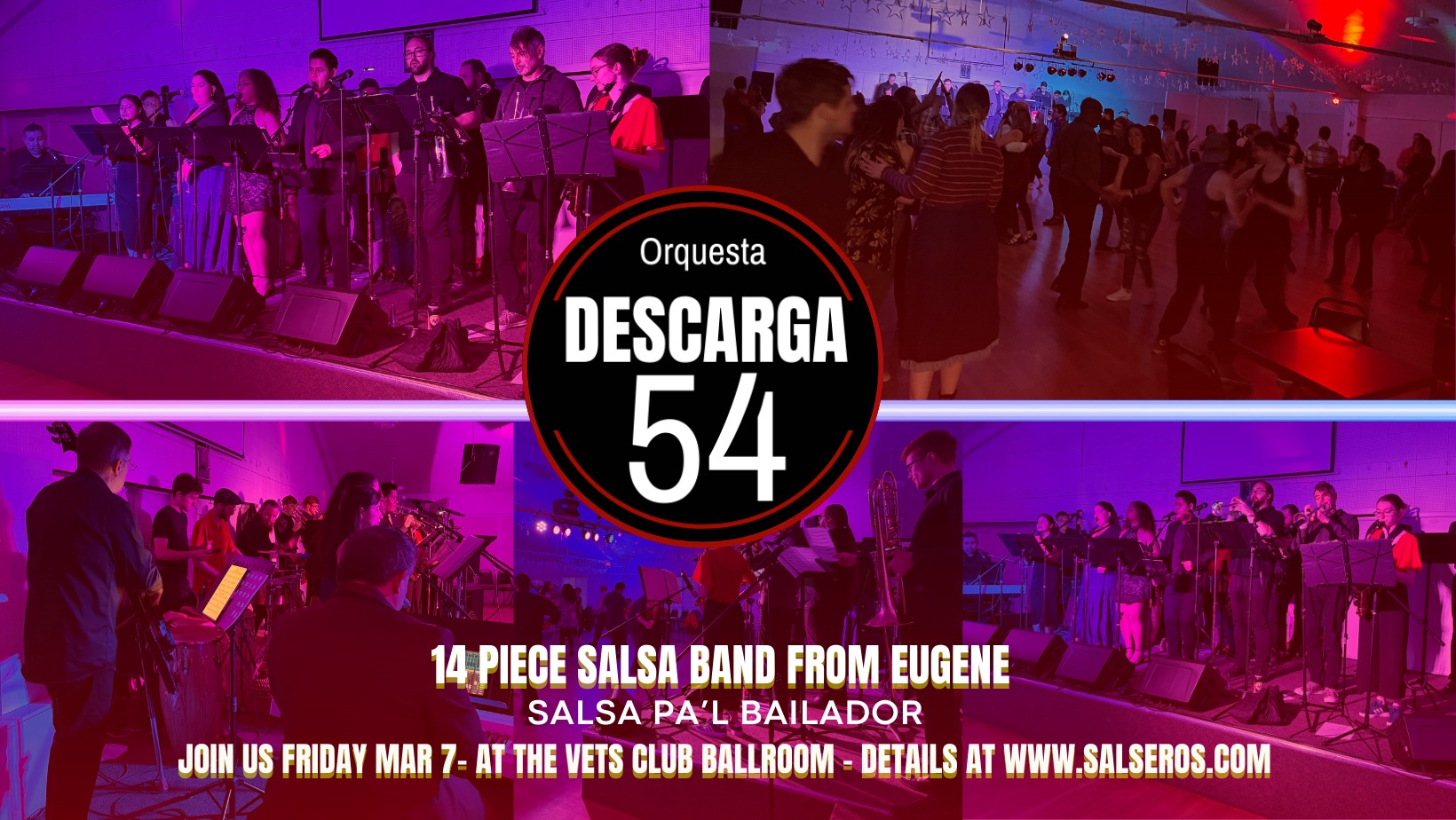 Live Salsa! Orquesta Descarga 54 @ The Vets Club Ballroom