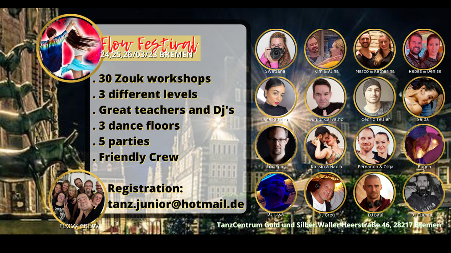 FLOW Festival Bremen 2023 Zouk Brazil 24,25,26 March 2023