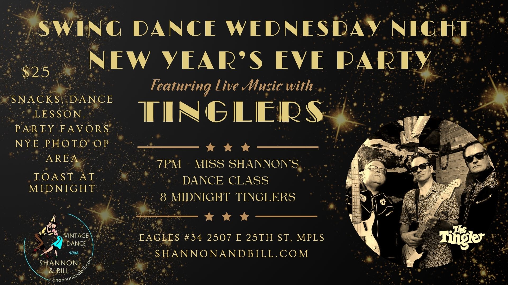Tinglers New Year's Eve Dance Swing Dance Wednesday Night 12 31