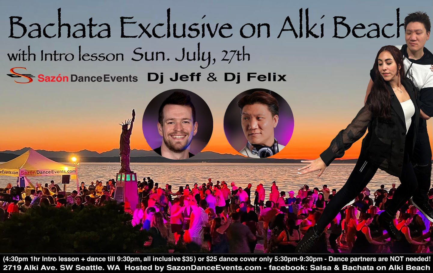 Bachata Exclusive on Alki Beach w intro lesson - vol. 3