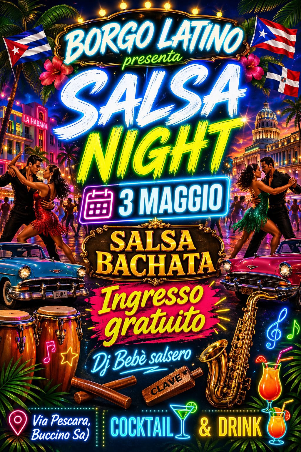 ๐ฃDOMENICA 3 MAGGIO AL BORGO LATINO BUCCINO SERATA SALSA & BACHATA INGRESSO GRATUITO DJ BEBร SALSERO
