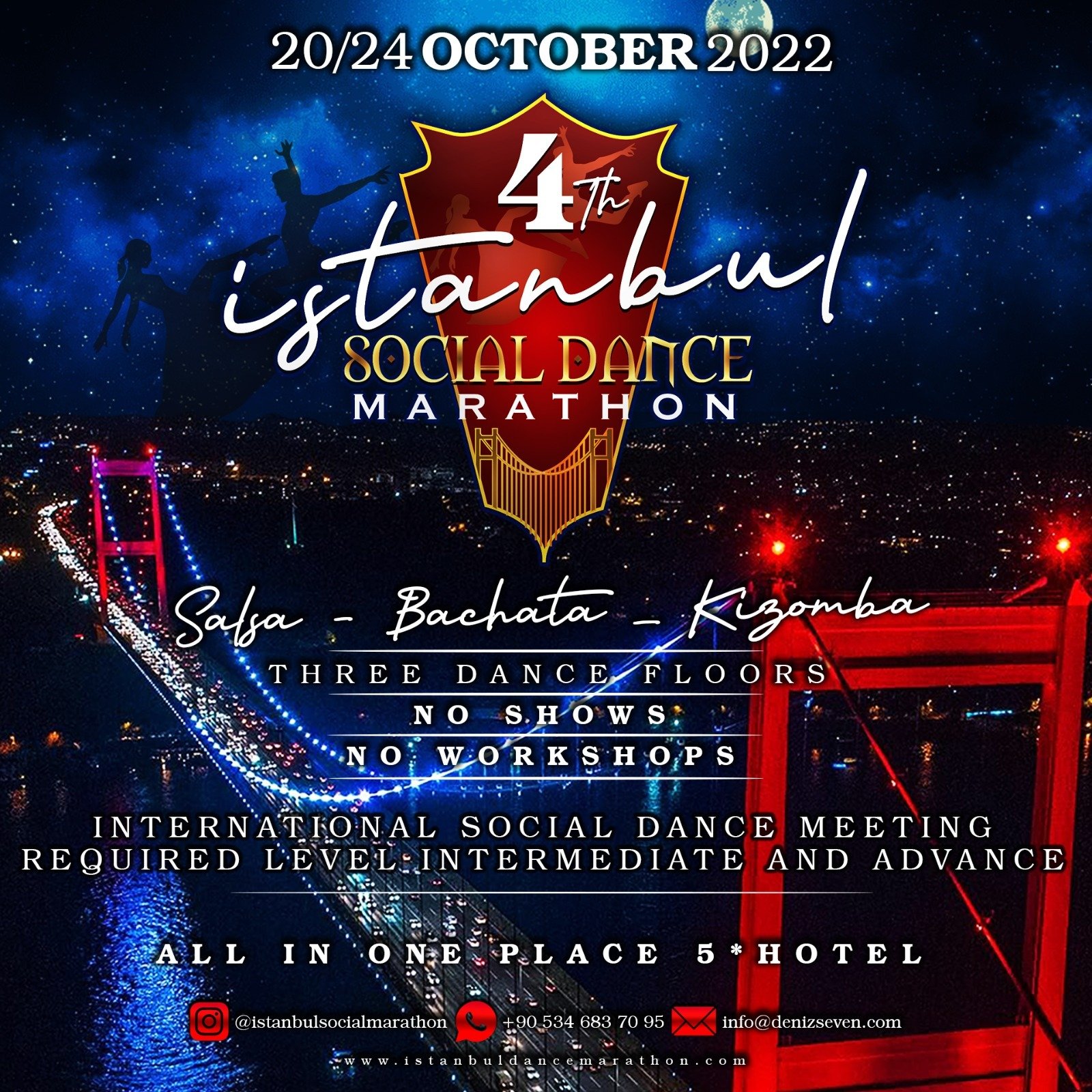 4th Istanbul Social Dance Marathon 20th - 24th October 2022 Salsa Bachata Kizz All in one Place