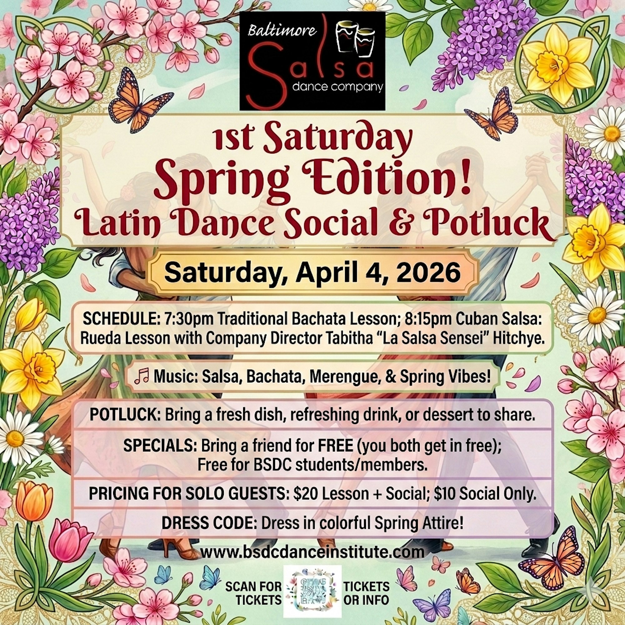 BSDC's 1st Saturday Latin Dance Social & Potluck! Spring Edition!