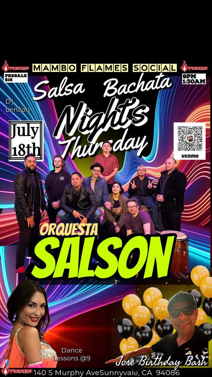 Live Concert by Orquesta Salson !! Mambo Flames Social