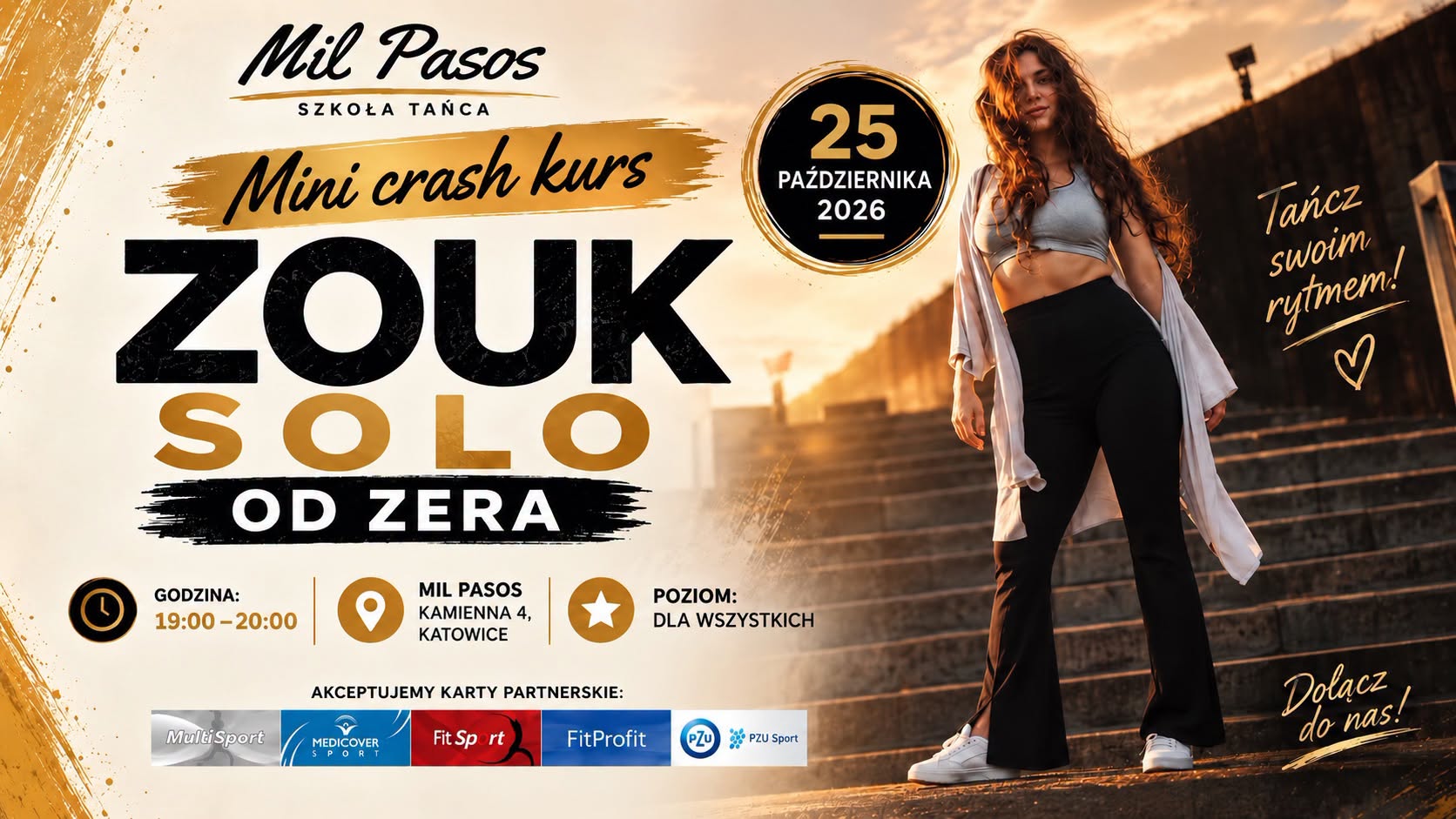 MINI CRASH COURSE - ZOUK SOLO - OD ZERA - SPRAWDŹ NOWE ZAJĘCIA - 25.10.26 - 19:00-20:00