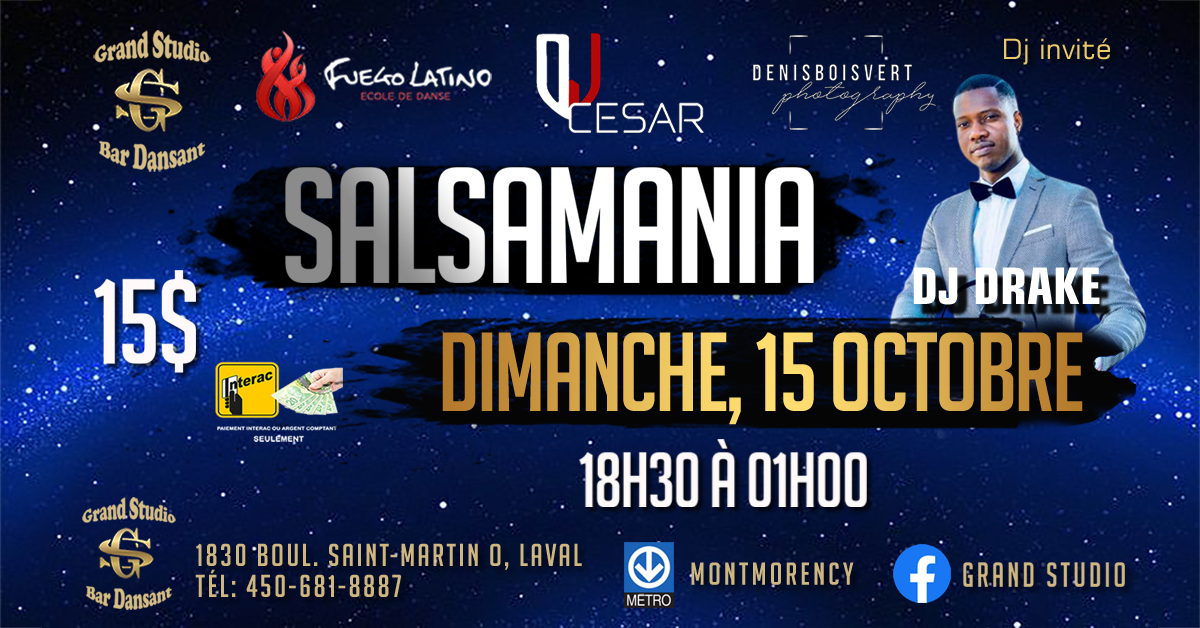 Danse Latine - Laval - SalsaMania - Dimanche 15 Octobre 202