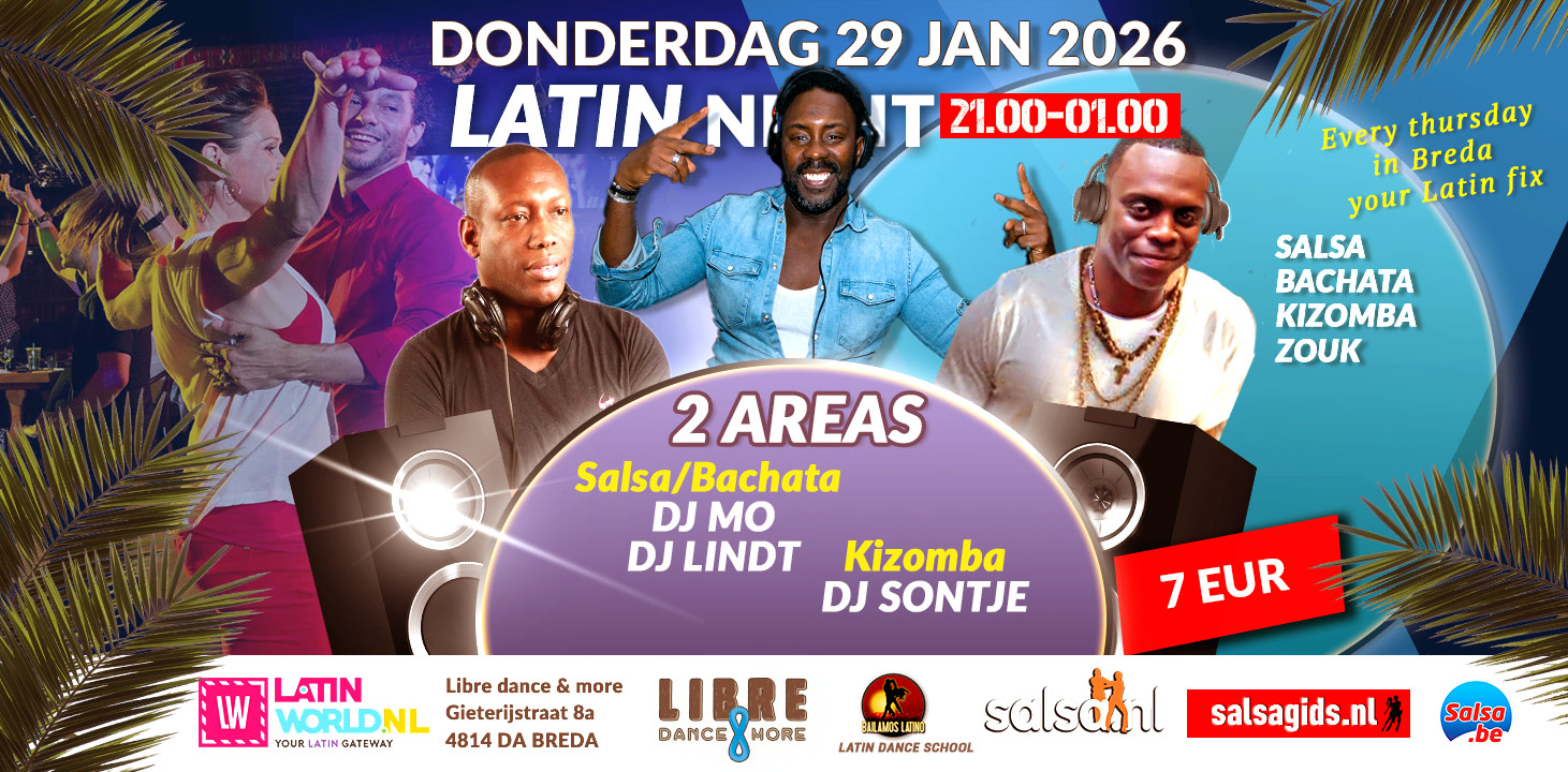Don 29 JAN 2026 LIBRE LATIN NIGHT 2 AREAS 1 SALSA, BACHATA & 1 KIZOMBA ROOM